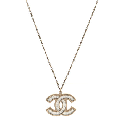 Chanel Enamel CC Pendant Necklace Gold Silver 1 of 4