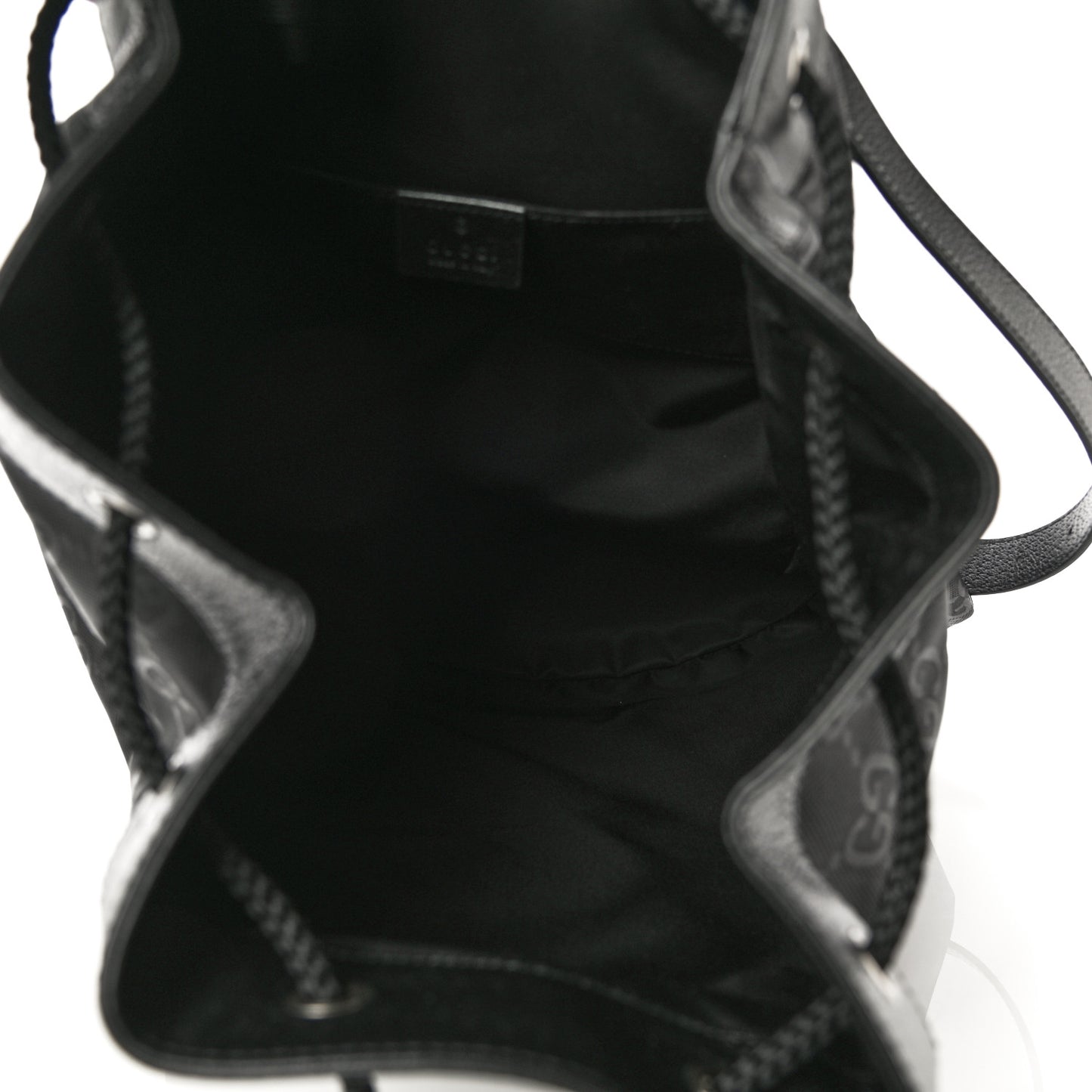 Econyl Nylon Monogram Off The Grid Drawstring Bucket Backpack Black