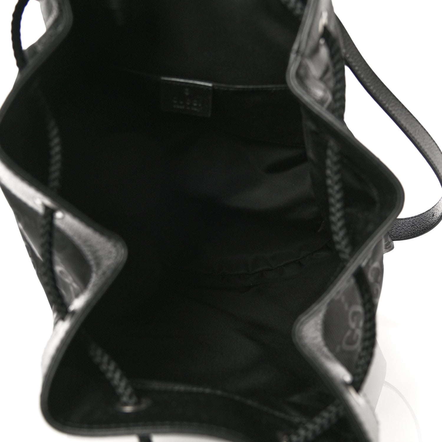 Gucci Econyl Nylon Monogram Off The Grid Drawstring Bucket Backpack Black 4 of 10