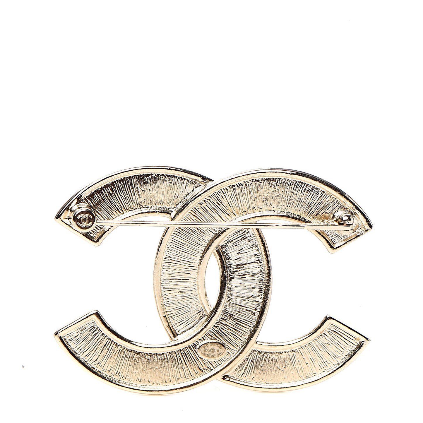 Crystal Pearl Chain Mania CC Brooch Gold