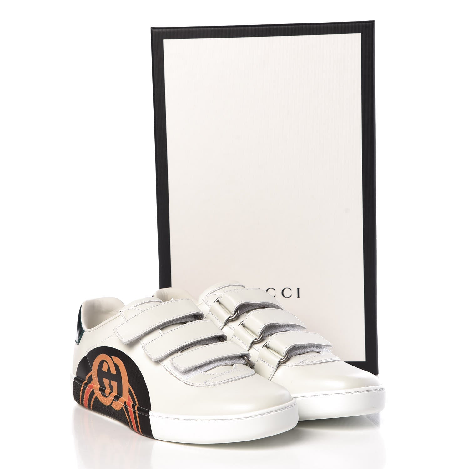 Gucci Miro Soft Calfskin Interlocking G Womens New Ace Sneakers 35.5 White Red Flame Green 10 of 10