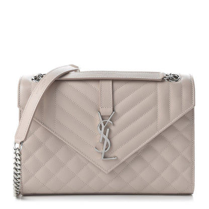 Saint Laurent Grain De Poudre Textured Mixed Matelasse Medium Triquilt Monogram Satchel Marble Pink 1 of 9