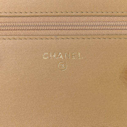 Chanel Lambskin Chevron Quilted Boy Wallet On Chain WOC Beige 6 of 11