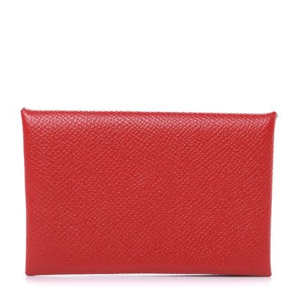 Hermes Epsom Calvi Card Case Rouge Casaque 1 of 7