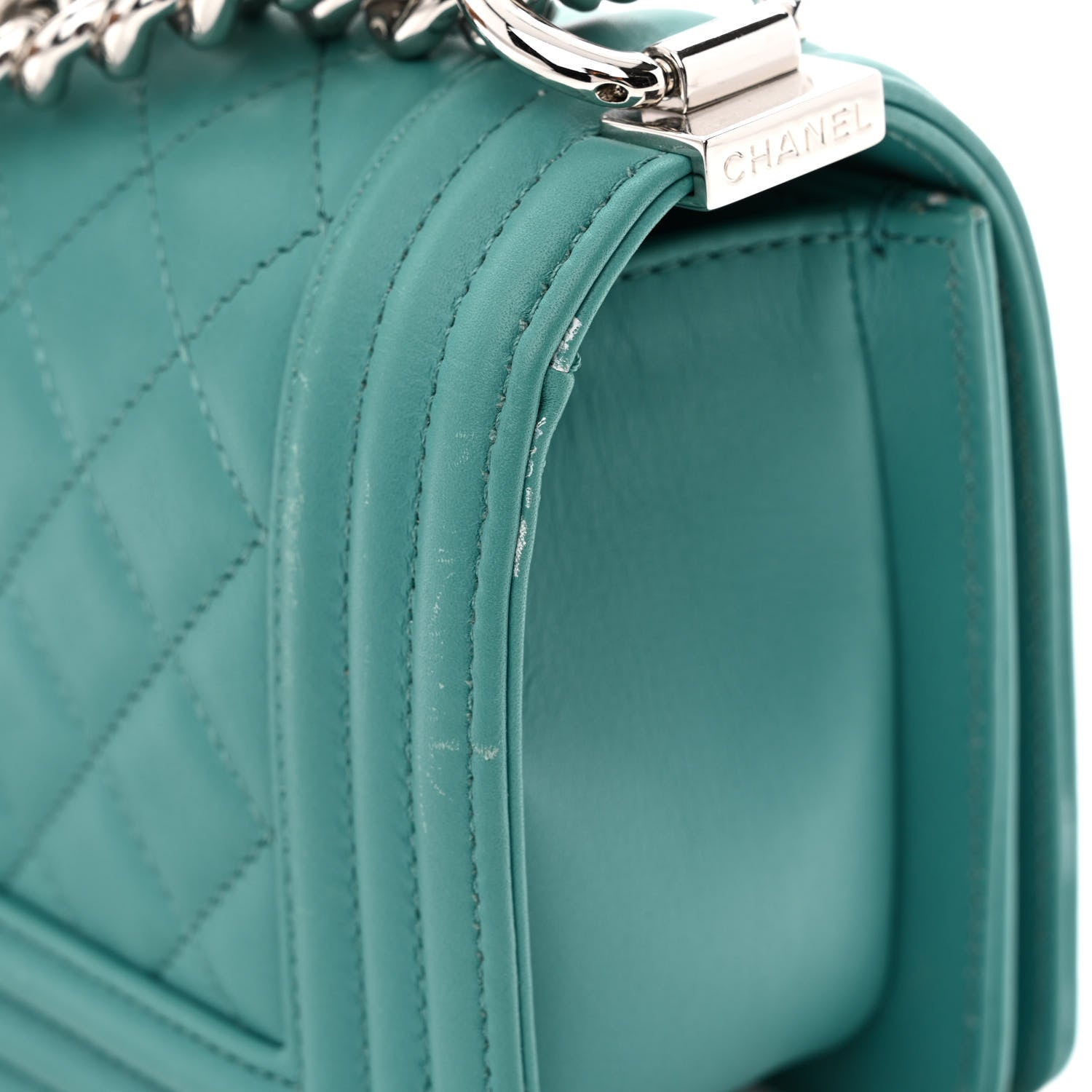 Chanel Calfskin Quilted Small Boy Flap Turquoise 12 of 14