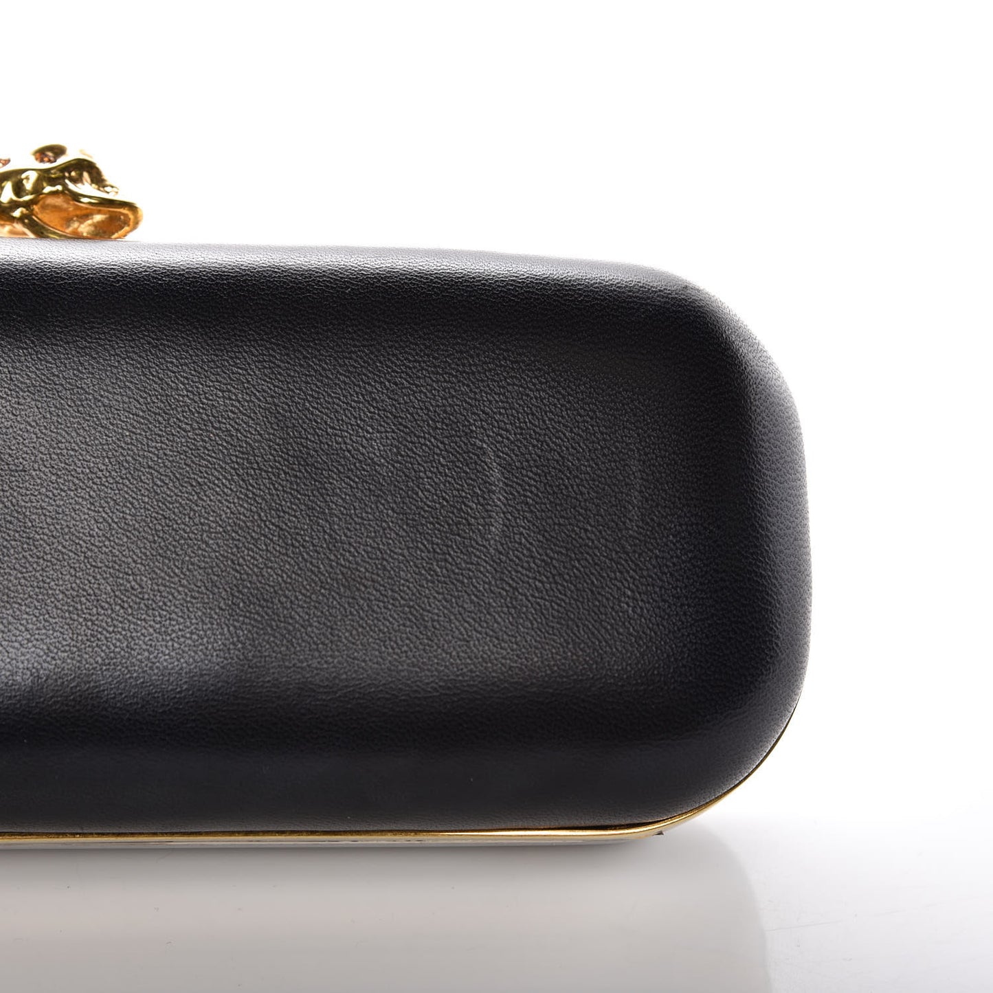 Nappa Twin Skull Box Clutch Black White
