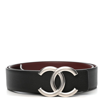 Chanel Calfskin CC Reversible Belt 80 32 Black Burgundy 1 of 6
