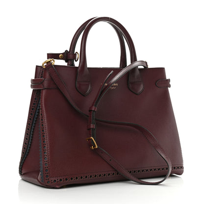 Burberry Grainy Calfskin Perforated Medium Broguing Tassel Banner Tote Mahogany Red 3 of 9