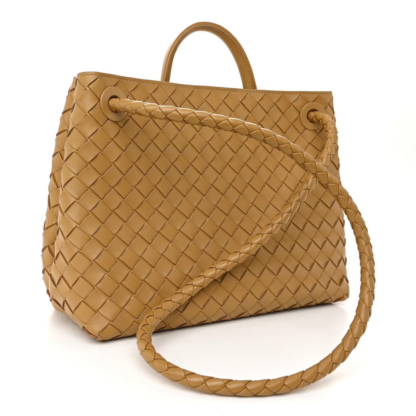 Nappa Intrecciato Medium Andiamo Shoulder Bag Dark Praline