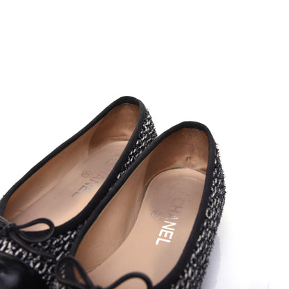 Chanel Tweed Cap Toe Ballerina Flats 36.5 Black White 10 of 14