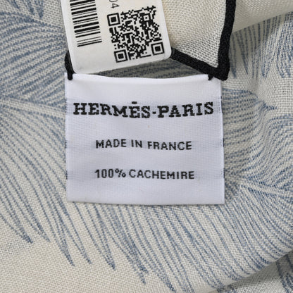 Hermes Cashmere Index Palmarum Light Scarf 90 Beige Chine Anthracite Bleu 3 of 6