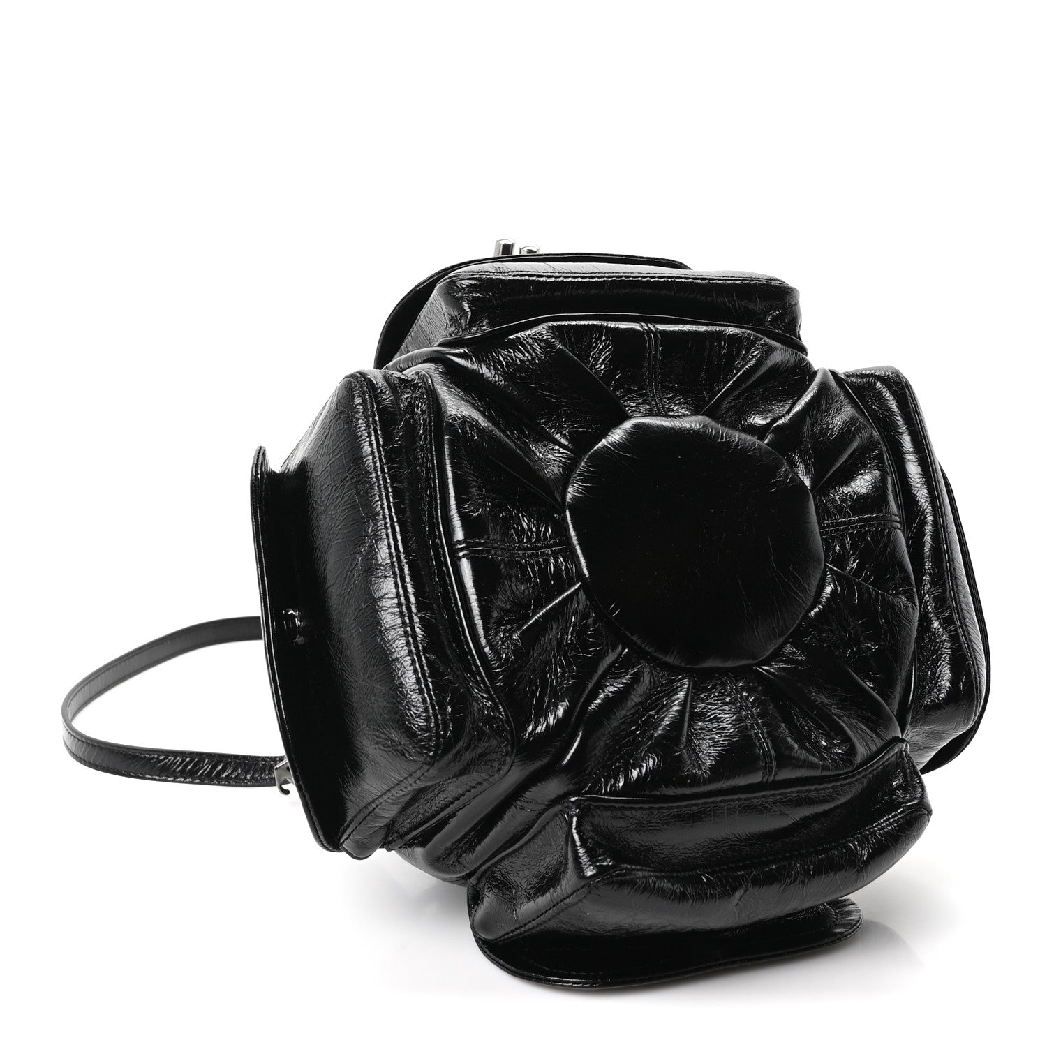 Off-White Calfskin Dumbo B Chain Pocket Bucket Bag Black 4 of 9