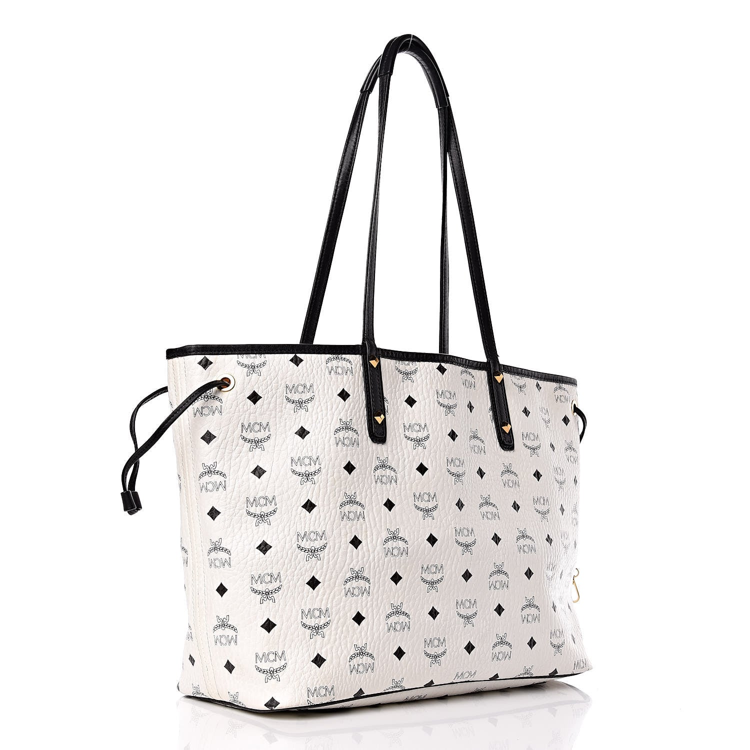 MCM Visetos Medium Project Reversible Shopper Tote White 4 of 20