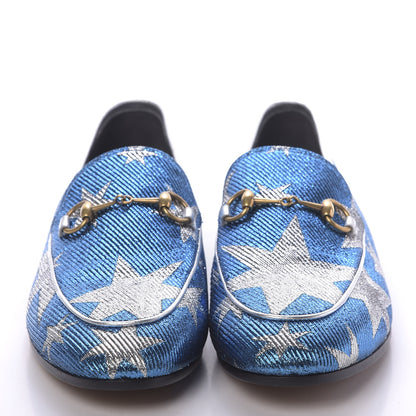 Gucci Lurex Calfskin Starry Sky Womens Jordaan Loafers 39 Bluette Silver 2 of 11