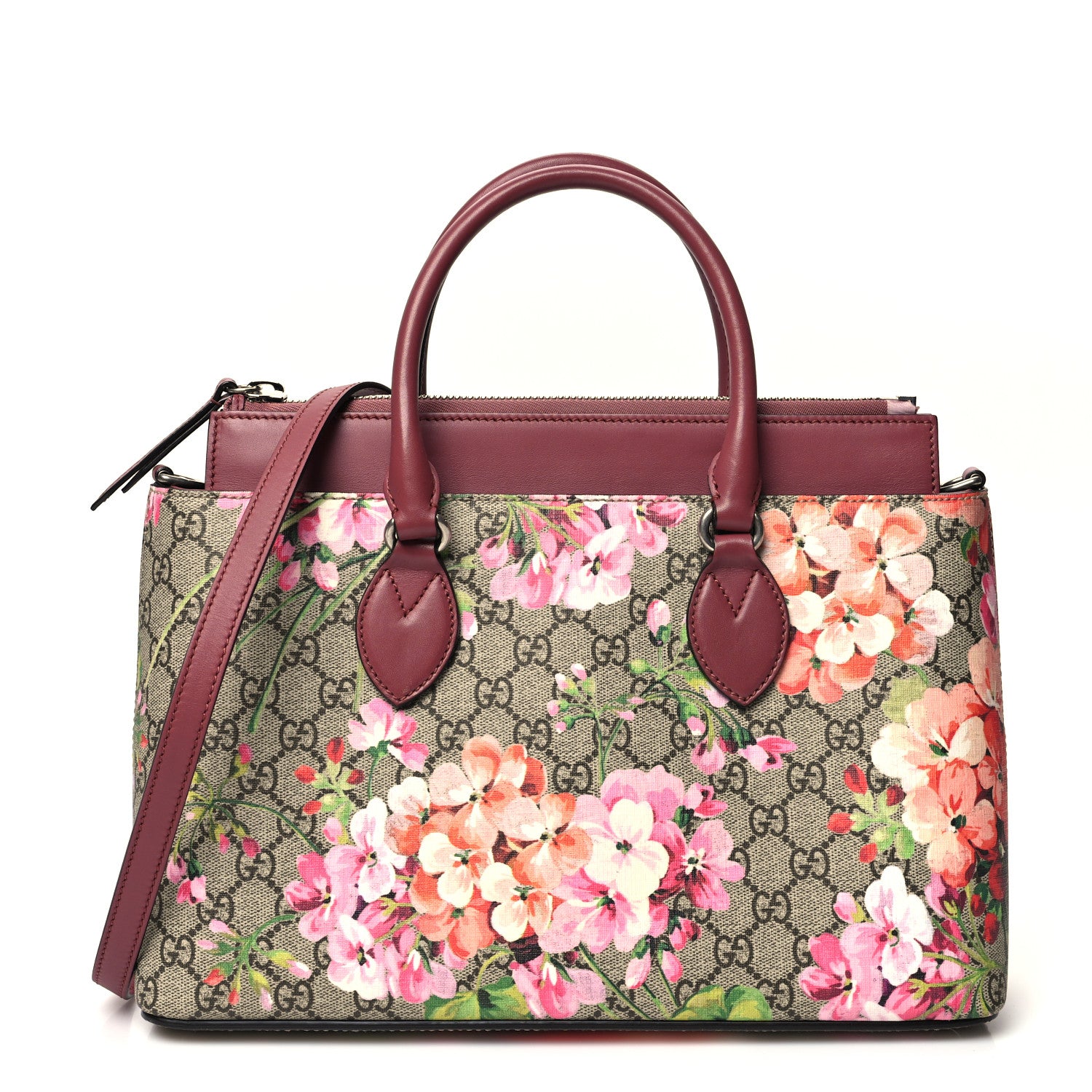 Gucci GG Supreme Monogram Blooms Small Zip Top Tote Beige Multicolor Dry Rose 1 of 10