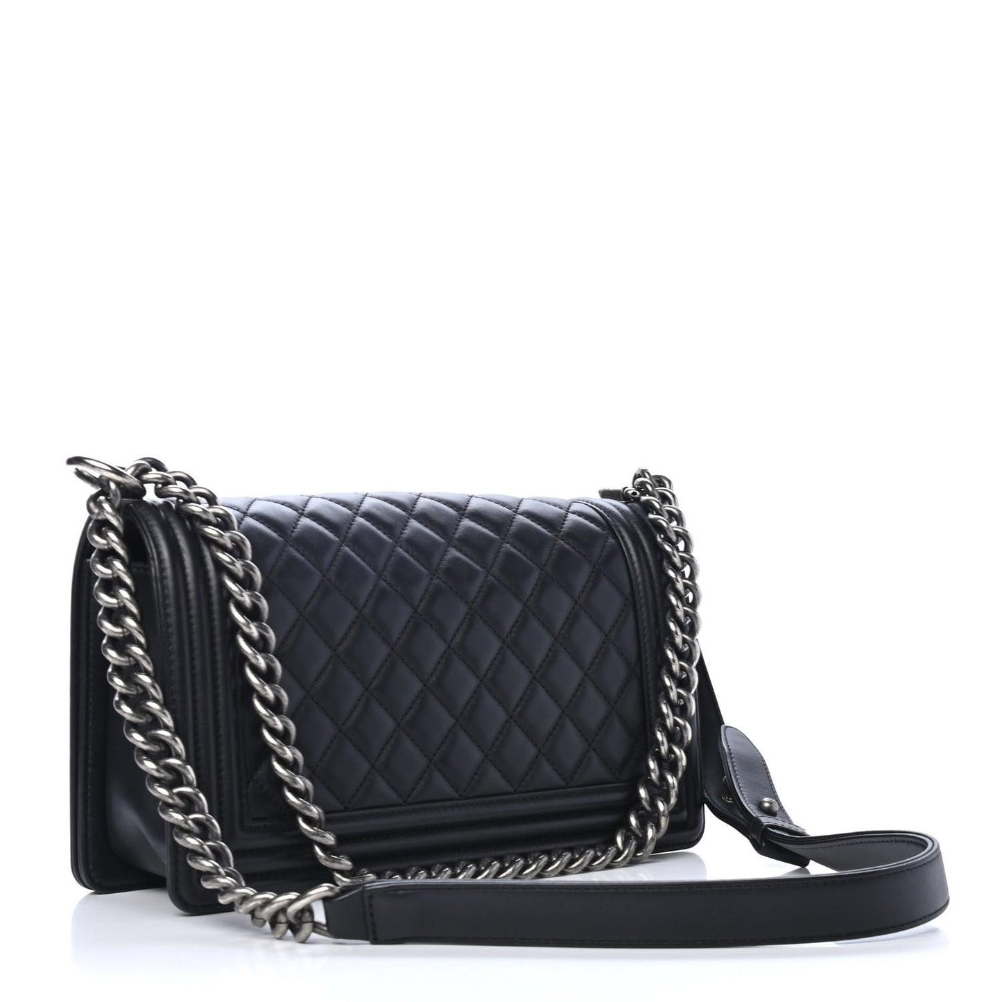 Lambskin Quilted Medium Boy Flap Black