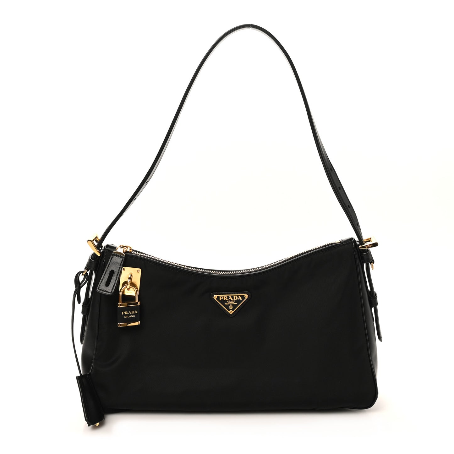 Re-Nylon Vitello Large Aimee Shoulder Bag Black