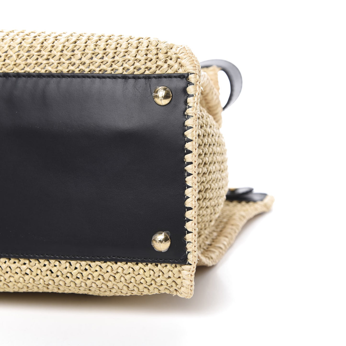 Raffia Vitello King Macrame Mesh Large Peekaboo X-Tote Natural Black Cuoio