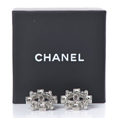 Chanel Swarovski Crystal CC Earrings Silver 5 of 5