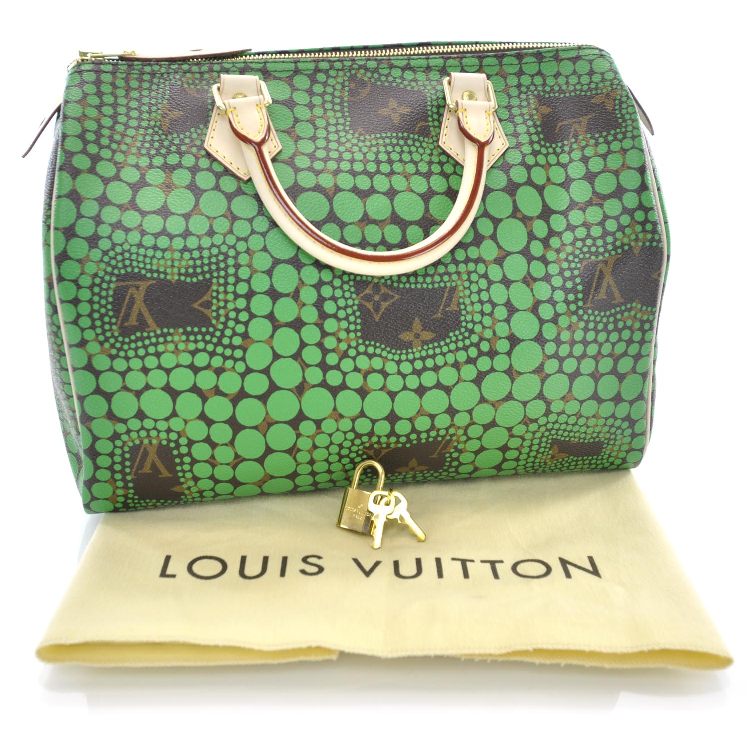 Louis Vuitton Monogram Kusama Town Speedy 30 Green 3 of 9