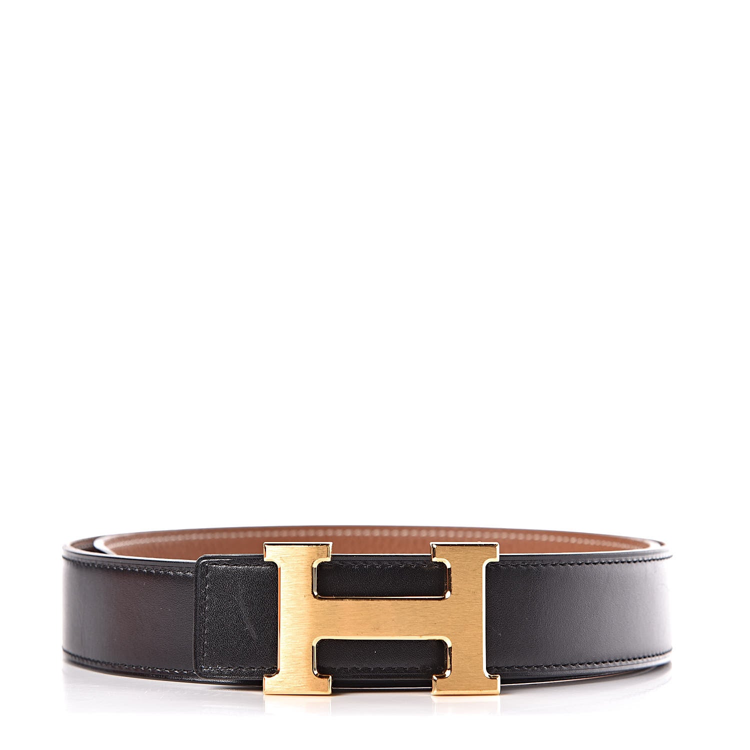 Hermes Box Togo 32mm H Belt 90 Black Gold 1 of 7
