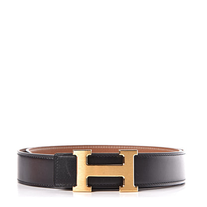 Hermes Box Togo 32mm H Belt 90 Black Gold 1 of 7