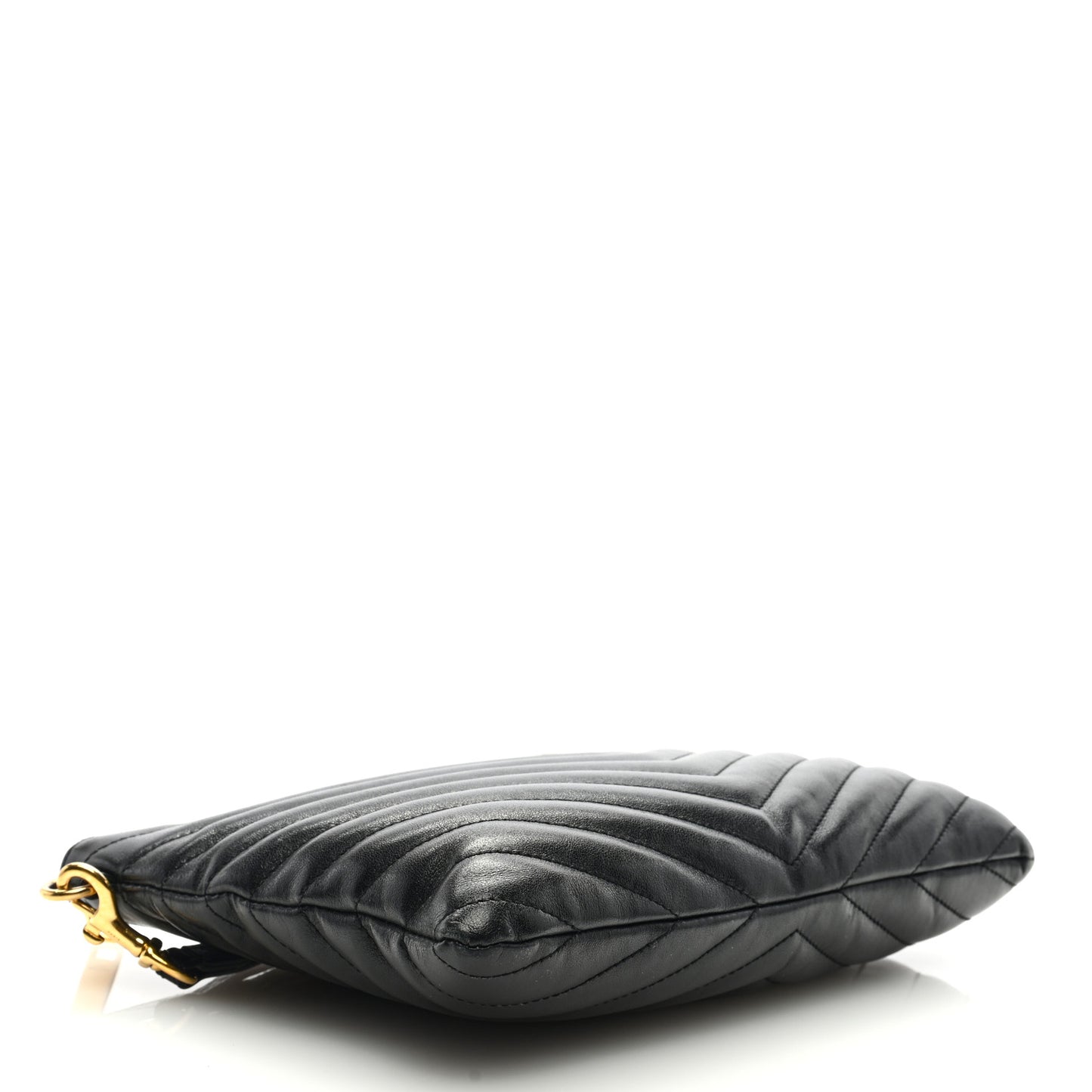 Calfskin Matelasse Chevron Monogram A5 Wristlet Black