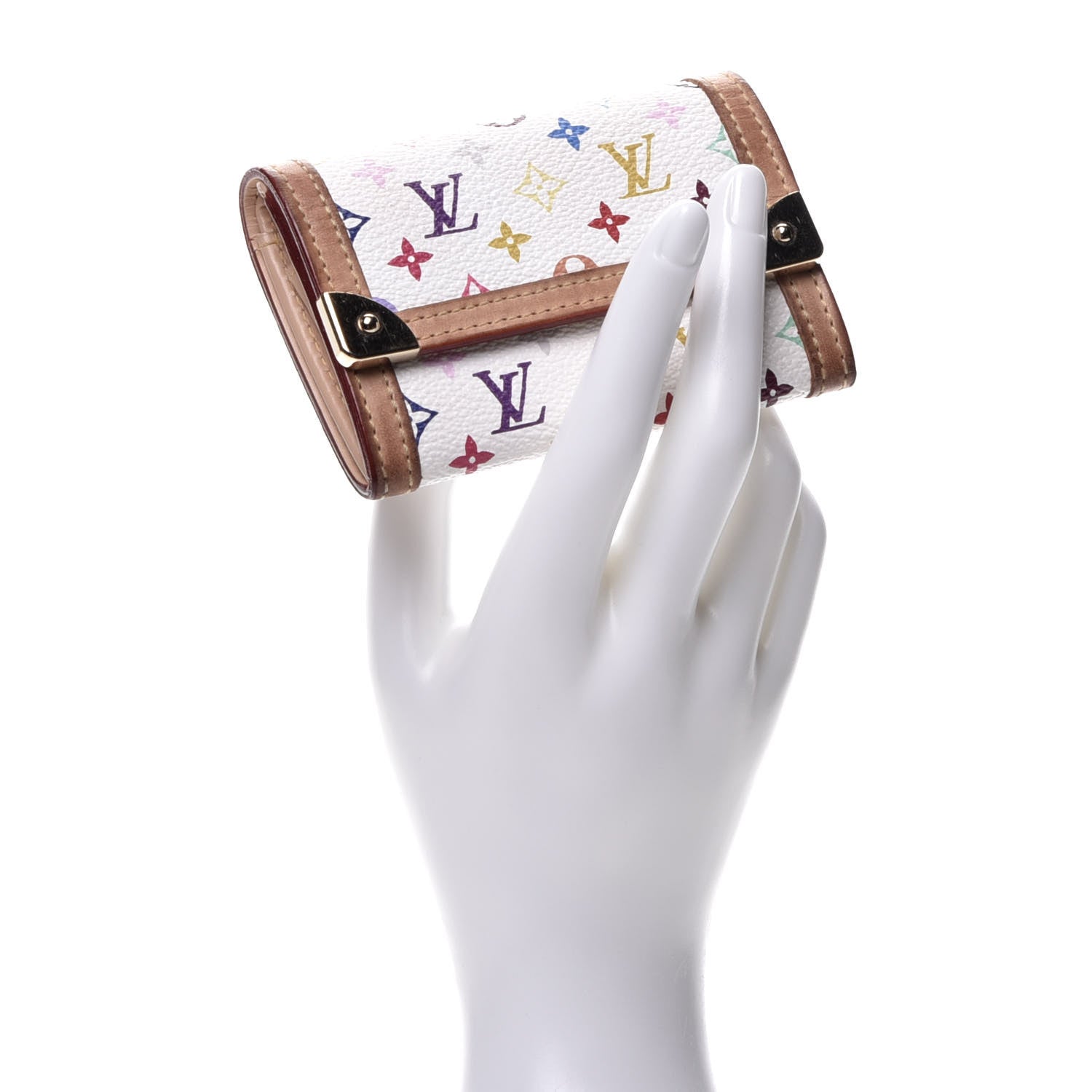 Louis Vuitton Monogram Multicolor Porte-Monnaie Plat Coin Purse White 2 of 7
