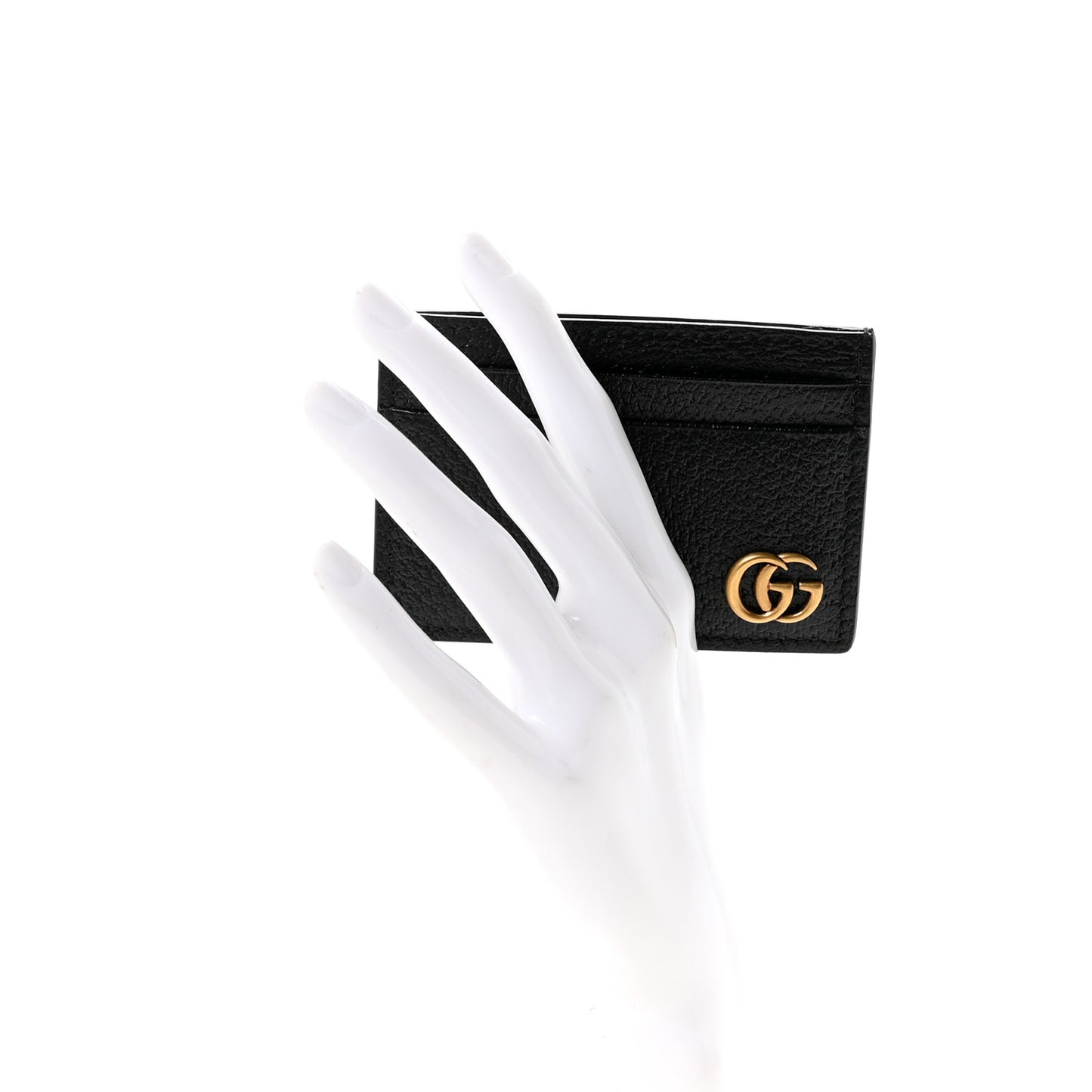 Calfskin Boar Effect GG Marmont Card Holder Money Clip Black Black