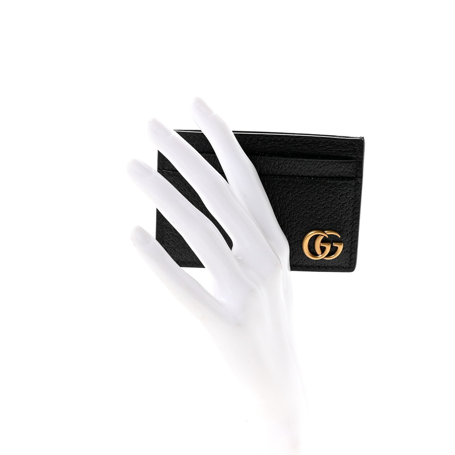 Gucci Calfskin Boar Effect GG Marmont Card Holder Money Clip Black Black 2 of 7