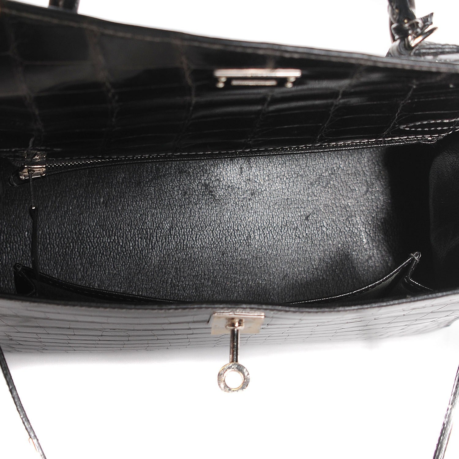 Hermes Shiny Niloticus Crocodile Kelly Sellier 25 Graphite 9 of 27