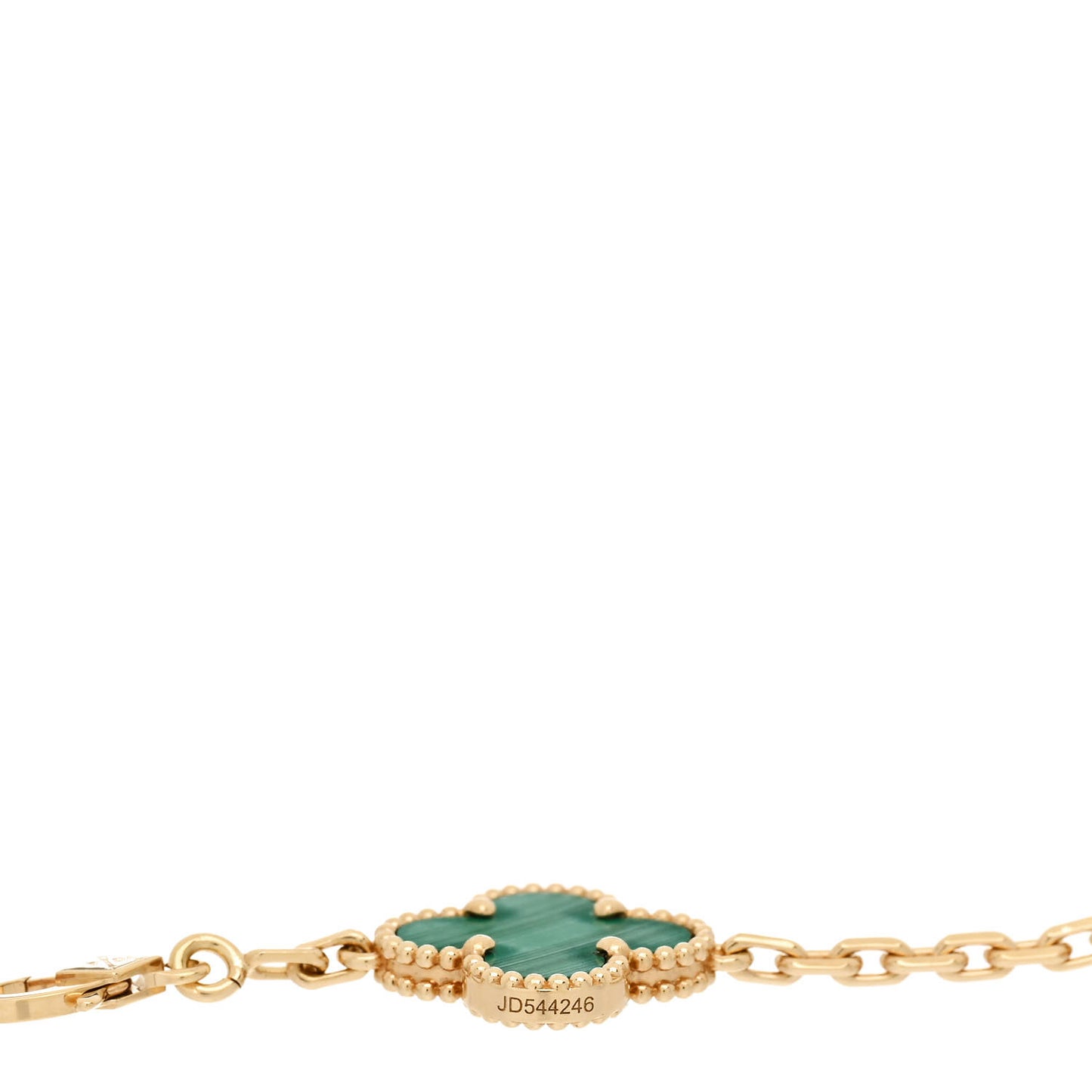 18K Yellow Gold Malachite 5 Motifs Vintage Alhambra Bracelet