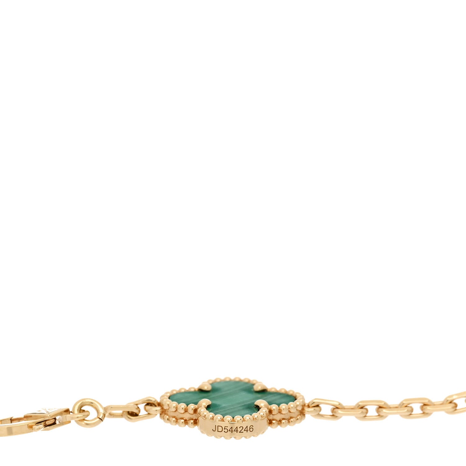 Van Cleef & Arpels 18K Yellow Gold Malachite 5 Motifs Vintage Alhambra Bracelet 4 of 4