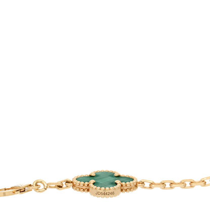Van Cleef & Arpels 18K Yellow Gold Malachite 5 Motifs Vintage Alhambra Bracelet 4 of 4