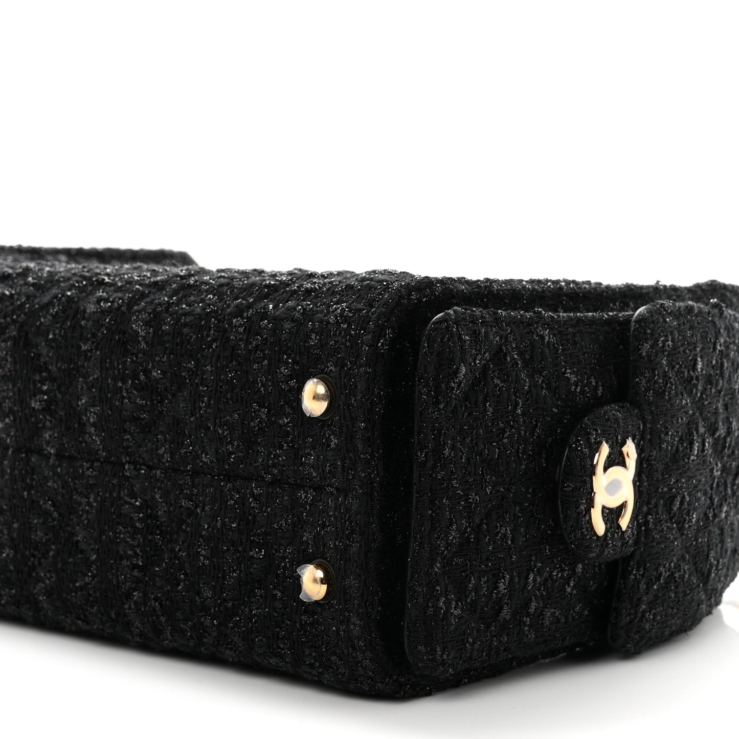 Tweed Quilted Mini Chanel 25 Handbag Black