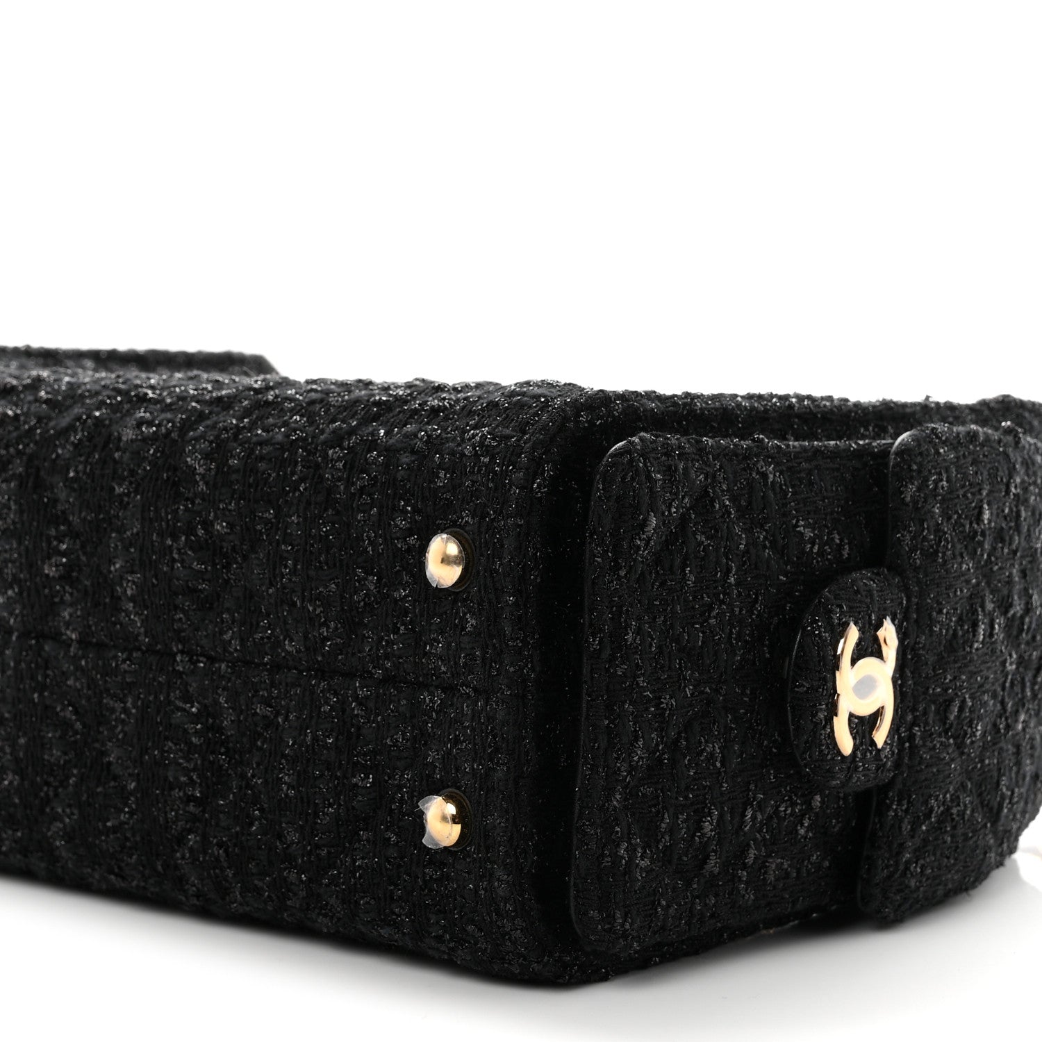 Chanel Tweed Quilted Mini Chanel 25 Handbag Black 10 of 11