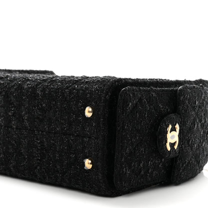 Chanel Tweed Quilted Mini Chanel 25 Handbag Black 10 of 11