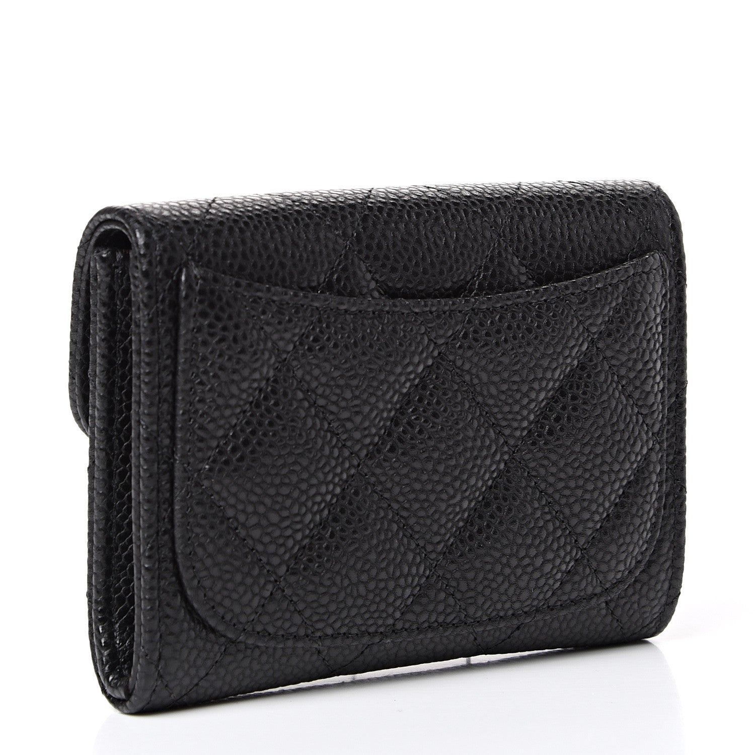 Chanel Caviar Quilted Flap Card Holder Wallet Black 2 of 11