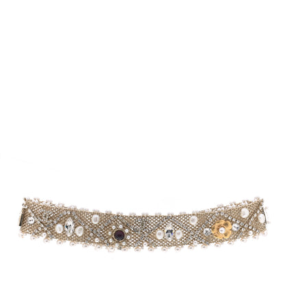 Chanel Crystal Pearl CC Choker Necklace Gold 1 of 4