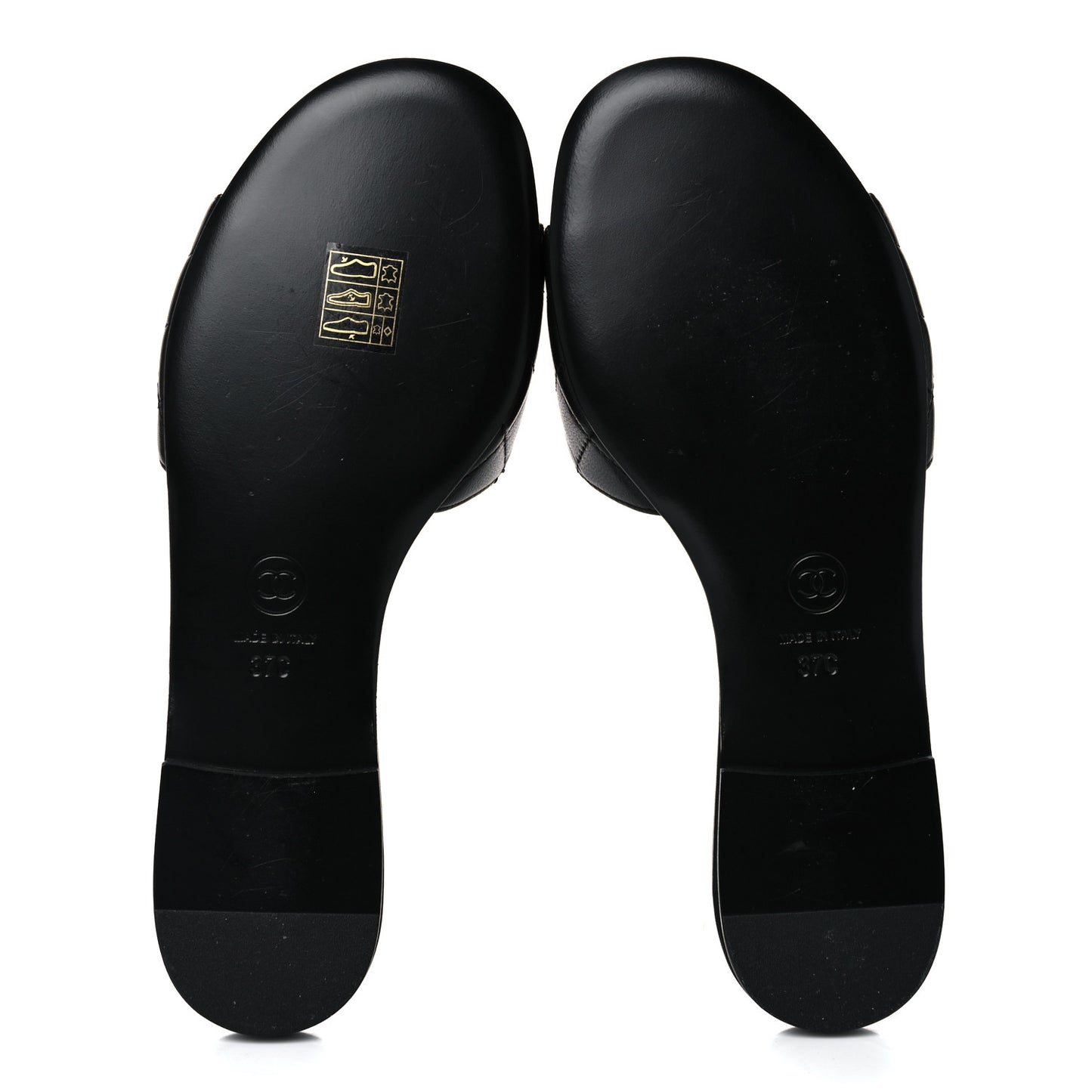 Lambskin Quilted CC Turnlock Sandals 37 Black