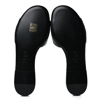 Chanel Lambskin Quilted CC Turnlock Sandals 37 Black 5 of 9