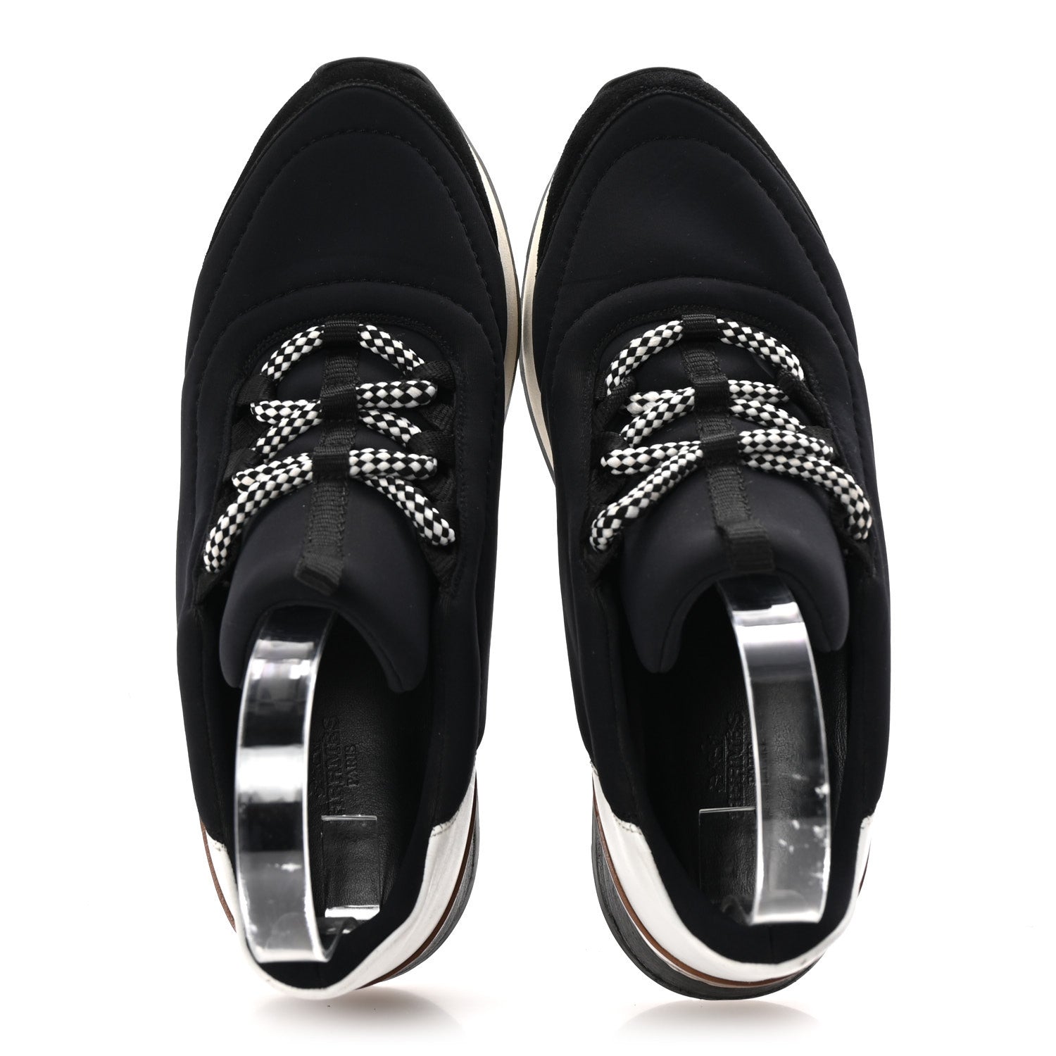 Hermes Technical Canvas Womens Miles Sneakers 38 Black White 2 of 10