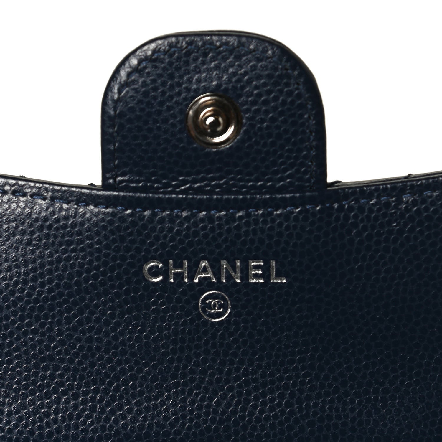 Chanel Caviar Chevron Quilted Compact Flap Wallet Navy 6 of 10