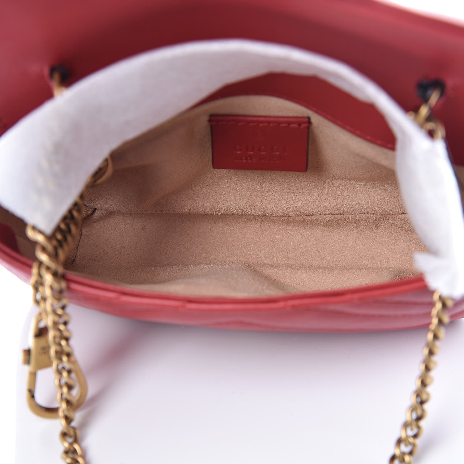 Gucci Calfskin Matelasse Super Mini GG Marmont Shoulder Bag Hibiscus Red 5 of 10