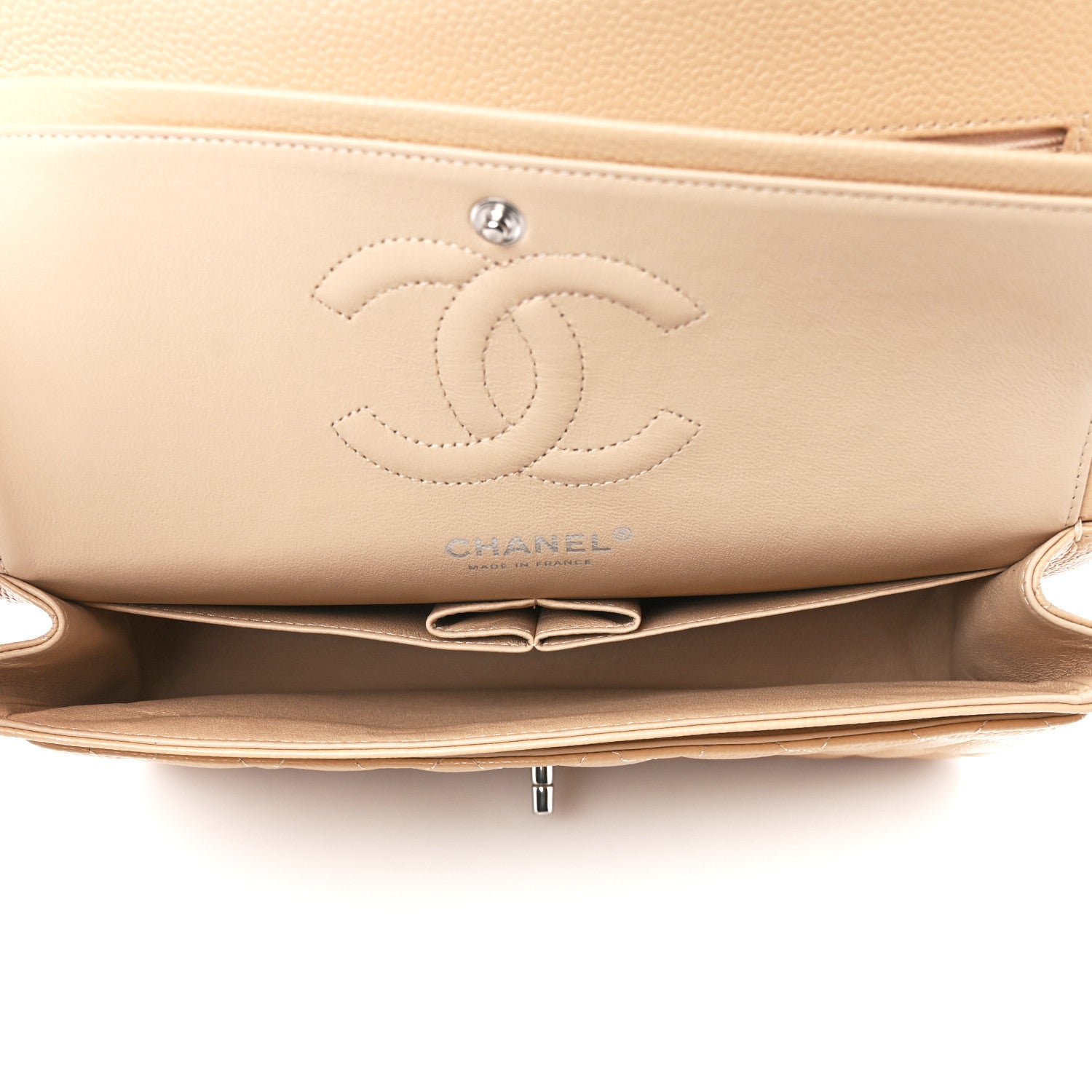 Chanel Caviar Quilted Medium Double Flap Light Beige 5 of 12
