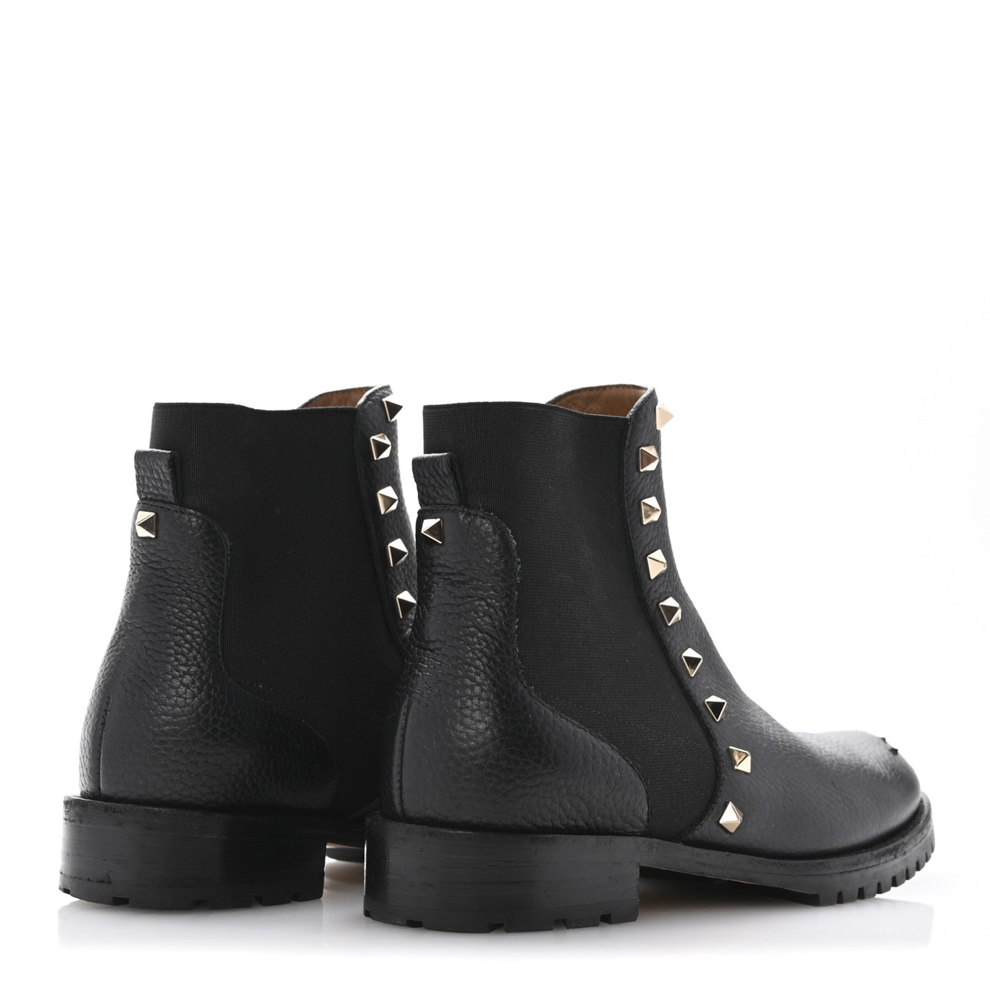 Calfskin Rockstud Beatle Chelsea 20mm Ankle Boots 36 Black