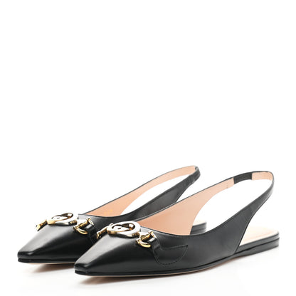 Gucci Malaga Kid Nappa Zumi Slingback Flats 36 Black 3 of 8