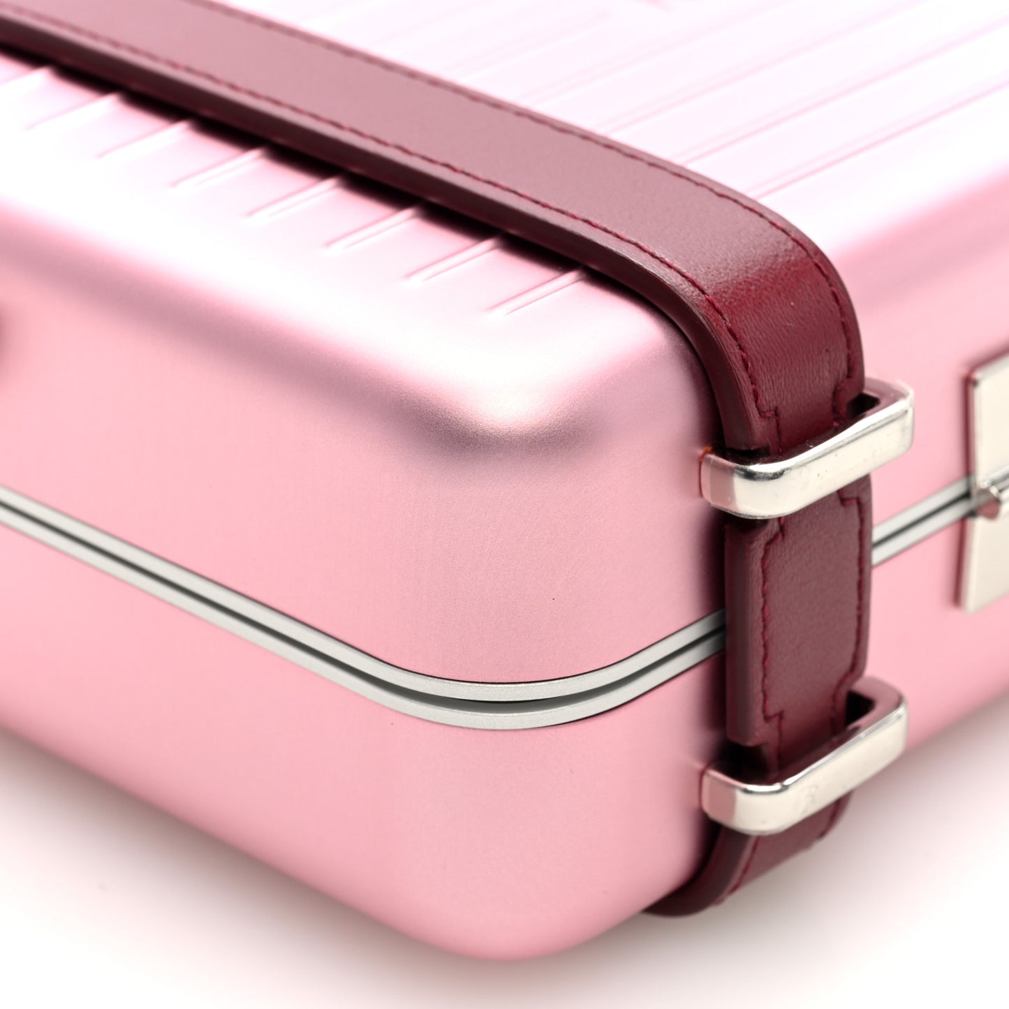X RIMOWA Aluminum Personal Clutch On Strap Rose