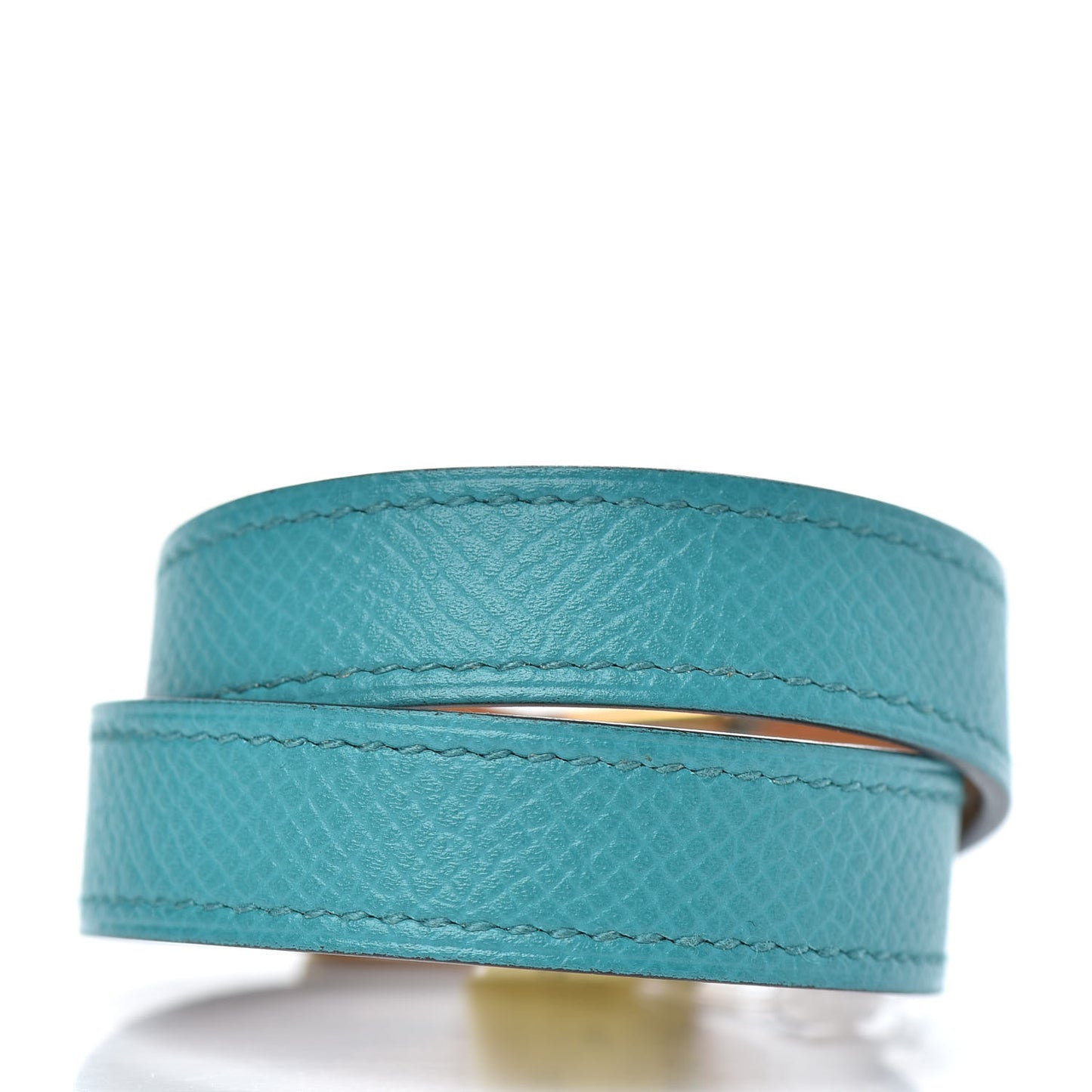 Epsom Drag Double Tour Bracelet T2 Bleu Paon