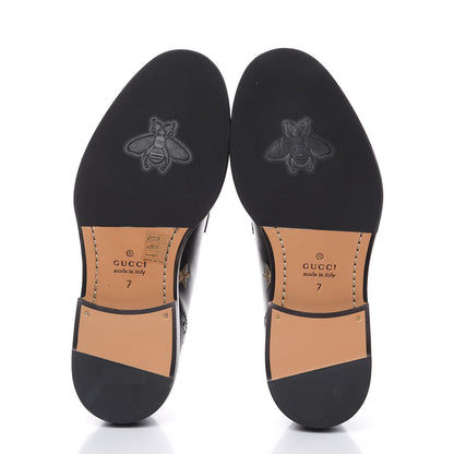Gucci Calfskin Bee Star Embroidered Mens Captoe Derby Loafers 7 Black 5 of 10